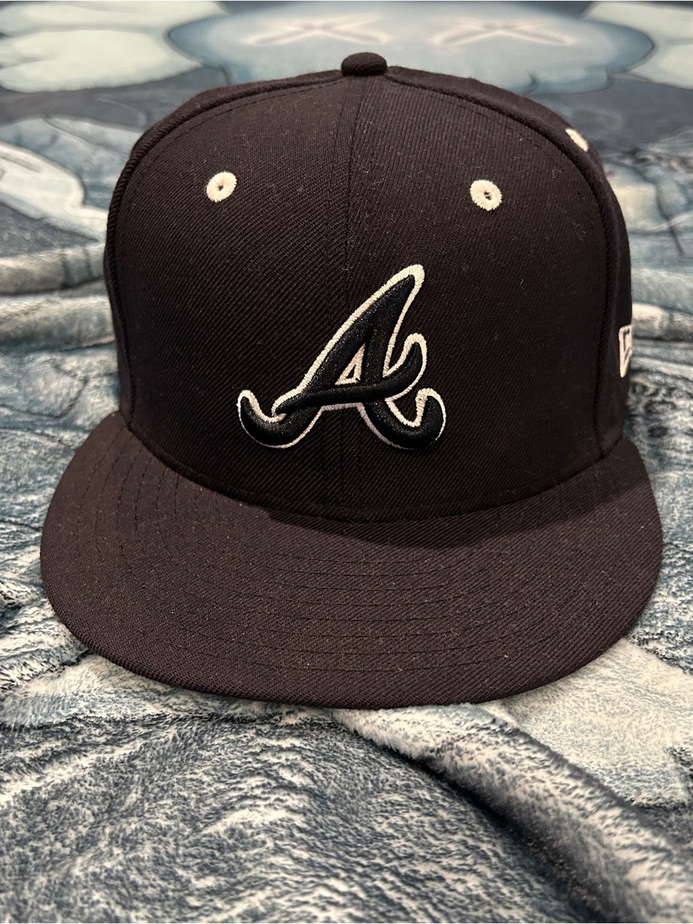 New Era Black Fitted Cap with White Embroidery